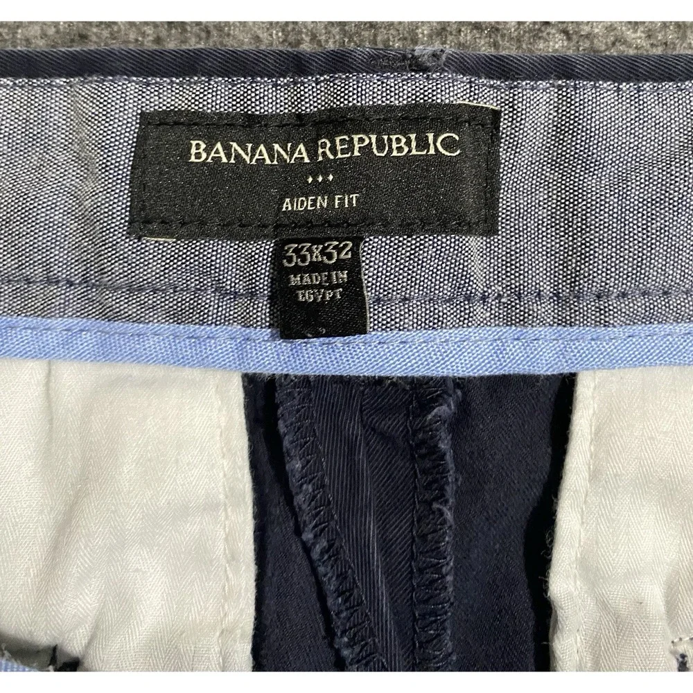 Banana Republic Fulton Skinny Fit Chino Pants Men  Blue Geometric Size 33/32